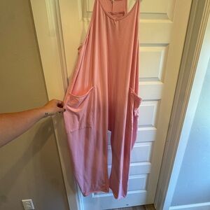 Pink Sleeveless Jumpsuit with Pockets